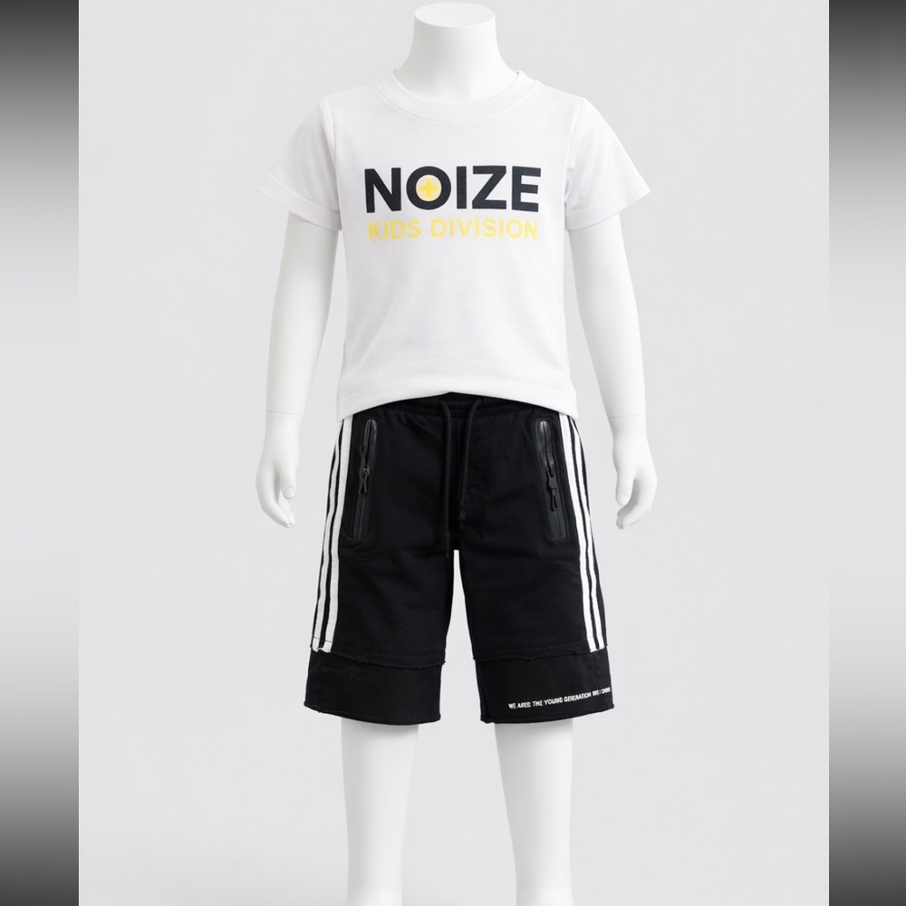 Black Shorts with White Stripes